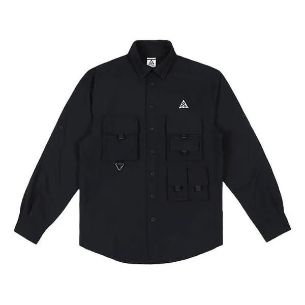 Куртка Men's Nike ACG Multiple Pockets Long Sleeves Waterproof Sports Logo Casual Jacket Autumn Black, черный