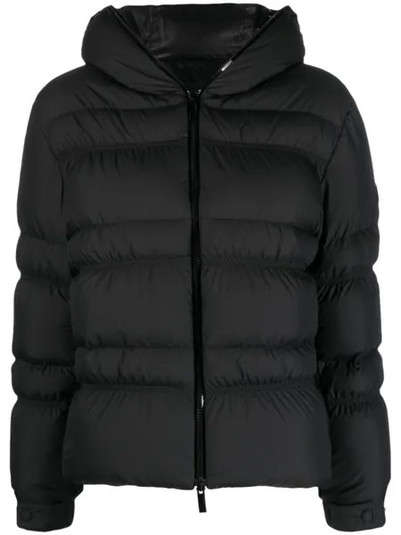 Moncler пуховик на молнии с капюшоном, черный