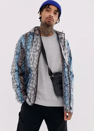 Куртка со змеиным принтом ASOS DESIGN-Синий