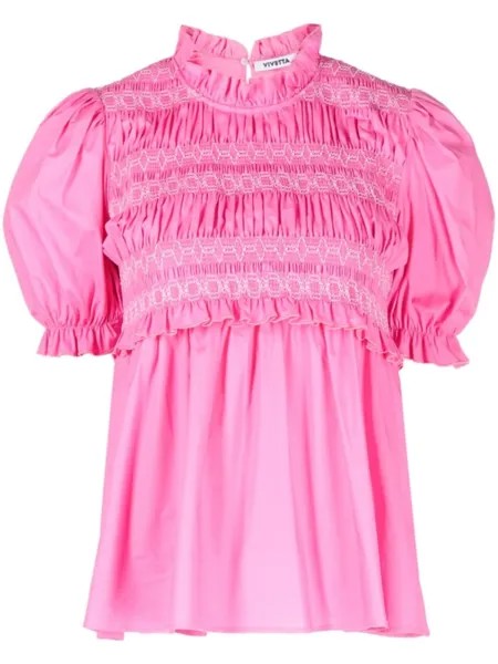 Vivetta блузка с объемными рукавами и декоративной строчкой, розовый