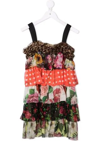 Dolce & Gabbana Kids платье с оборками и принтом