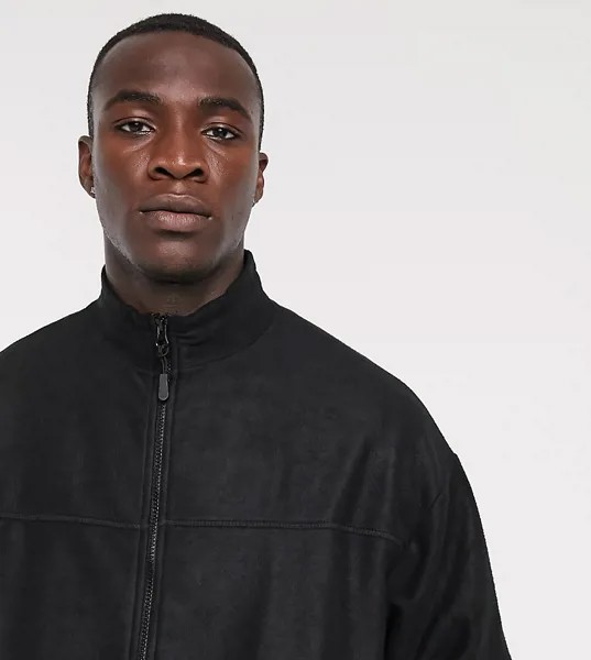 Черная свободная флисовая олимпийка ASOS DESIGN Tall-Черный цвет