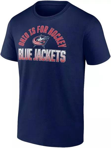 Темно-синяя футболка Columbus Blue Jackets НХЛ для взрослых с надписью