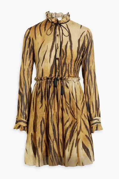 Жаккардовое платье мини с принтом металлик и шелка Etro, горчица