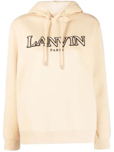 Lanvin худи с вышитым логотипом, нейтральный цвет