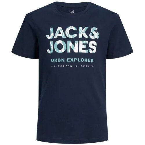 Jack & Jones, футболка для мальчика, Цвет: темно-синий, размер: 176