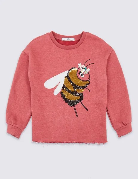 Свитшот с узором Пчелка из паейток для девочки