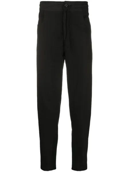 Ann Demeulemeester брюки с кулиской и вставками в рубчик, черный