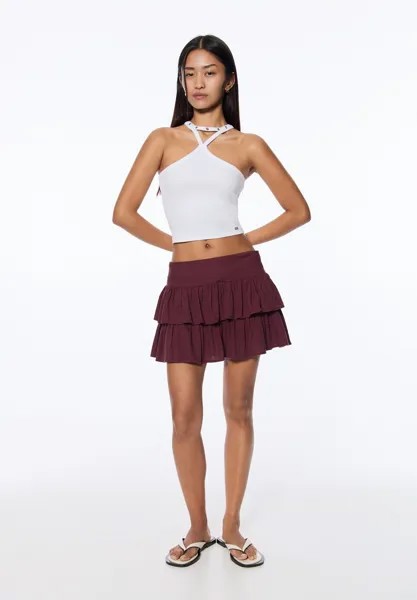 Плиссированная юбка RUFFLED PULL&BEAR, Бургундия