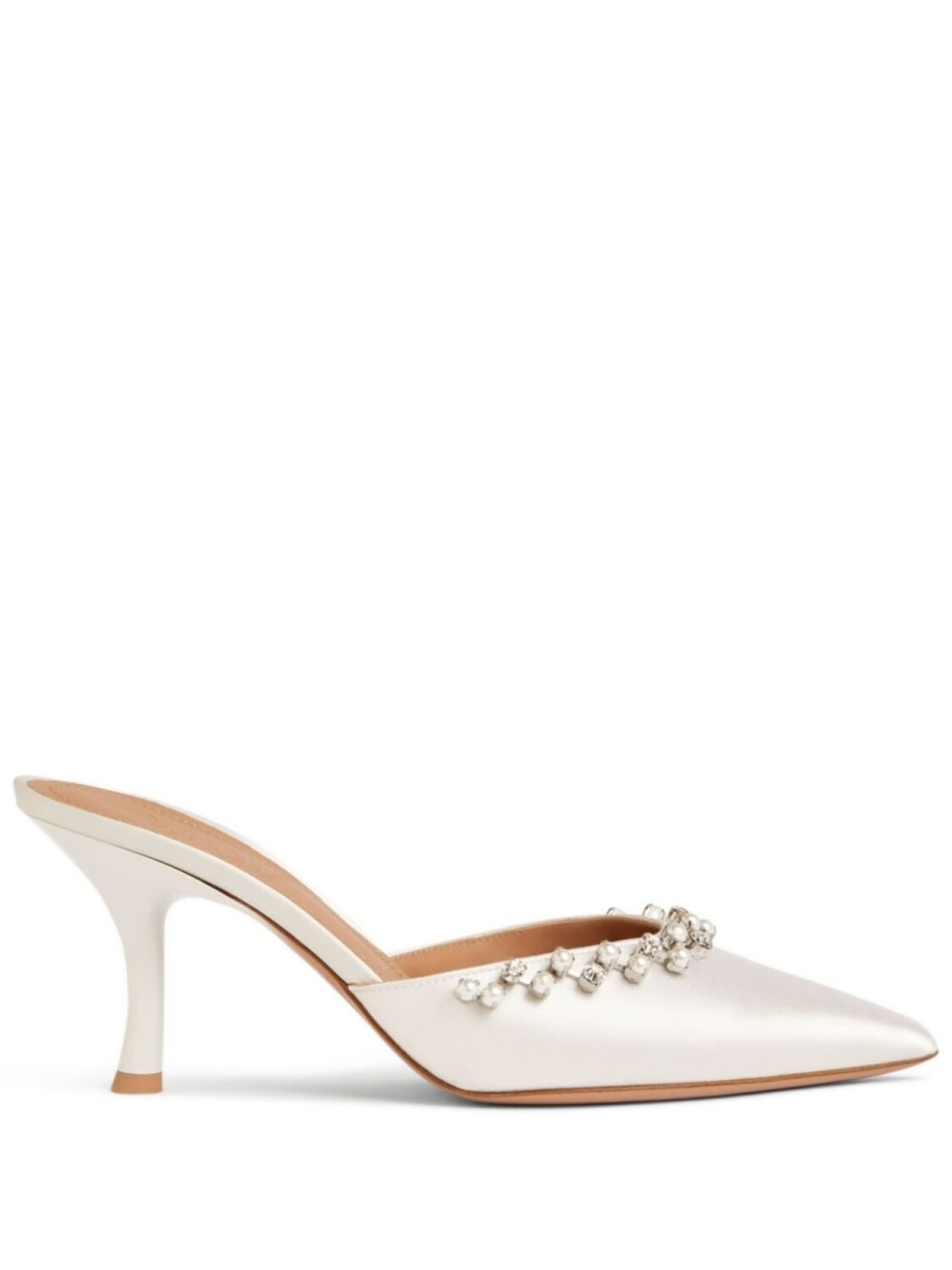 Malone Souliers атласные мюли Gwyn с кристаллами, белый