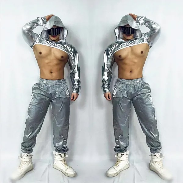 Мужские серебристые Светоотражающие Брюки Technology Sense, мужские брюки для ночного клуба в стиле хип-хоп, джазовых танцев, модель VDB4935