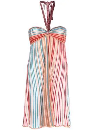 M Missoni полосатое платье мини с вырезом халтер