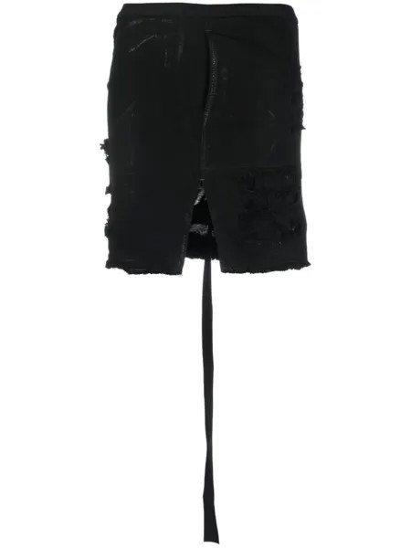 Rick Owens DRKSHDW джинсовая юбка мини с эффектом потертости, черный