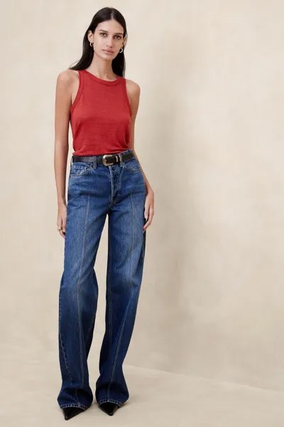 Льняная футболка без рукавов Banana Republic, красный