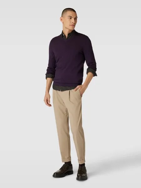 Вязаный свитер из смесовой вискозы с V-образным вырезом McNeal, фиолетовый
