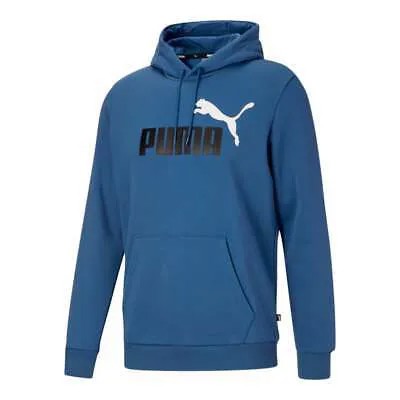 Пуловер с капюшоном Puma Ess+ 2 Col Logo Мужская синяя повседневная спортивная верхняя одежда 846849