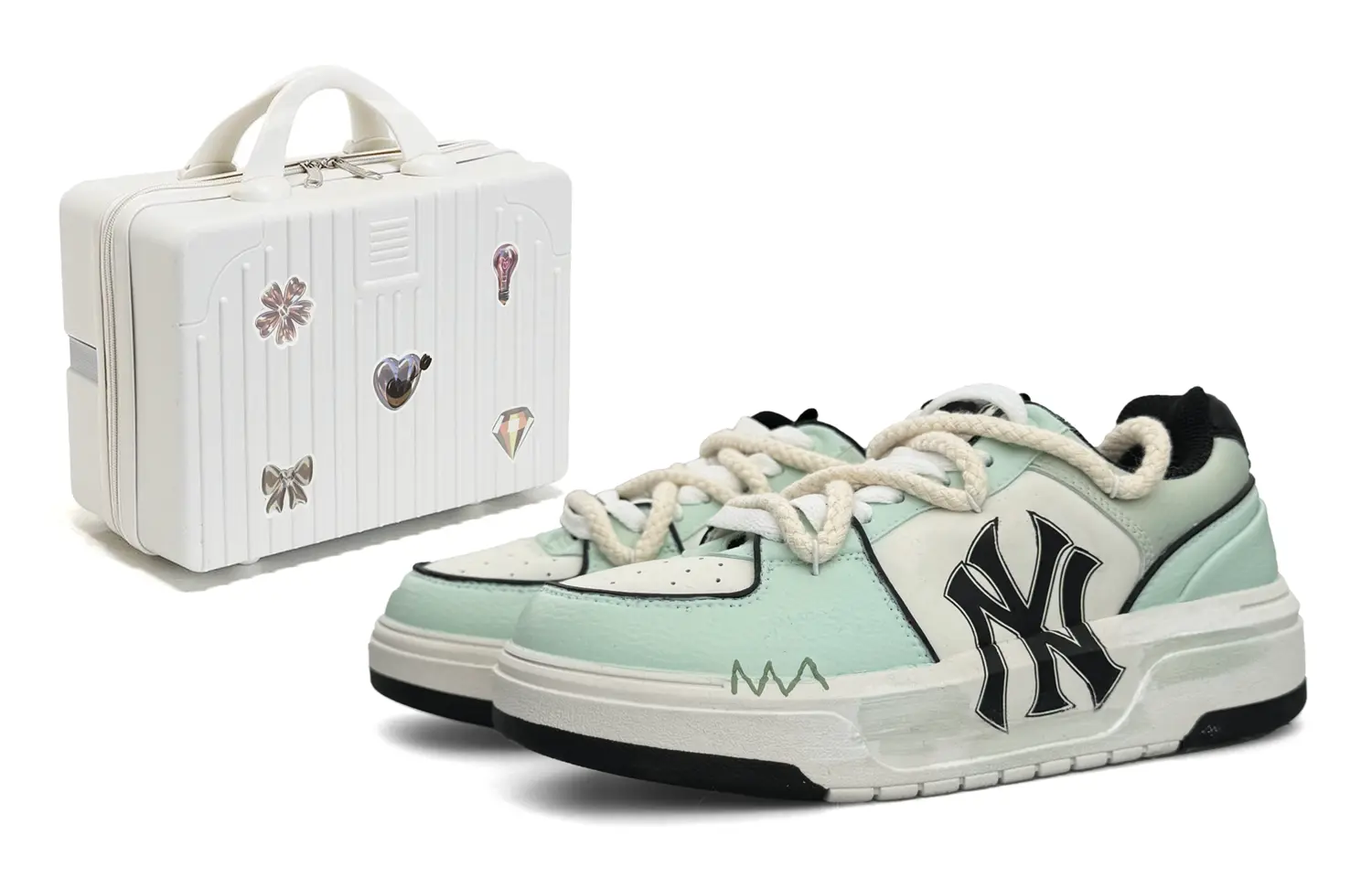 Кроссовки MLB Chunky Liner Skateboarding Shoes Unisex Low-top Mint Green, зеленый