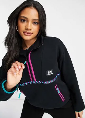 Черный джемпер с воротом на молнии 1/2 New Balance-Черный цвет