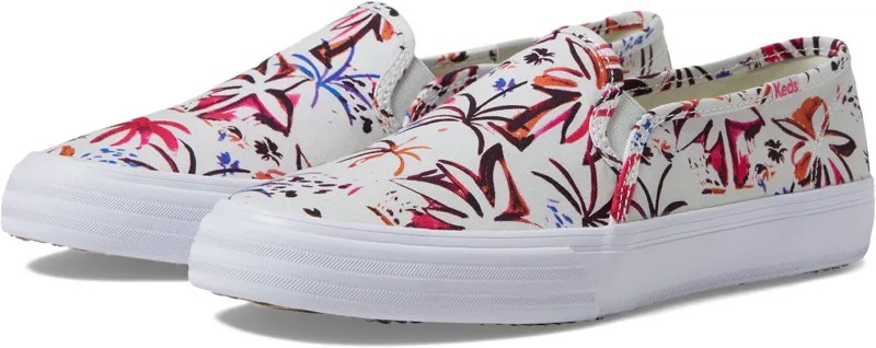 Кроссовки Double Decker Slip On Keds, цвет Grey/Pink Island Print