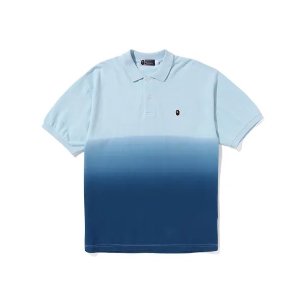 BAPE Ape Head One Point Gradation свободный крой поло синий A Bathing Ape, синий