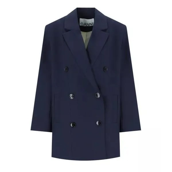 Куртка oversize double breasted blazer Ganni, синий