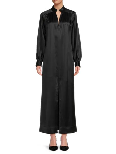 Шелковое платье макси с разрезом спереди Frame, цвет Noir