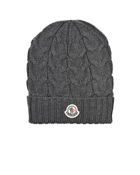 Серая базовая шапка из шерсти Moncler