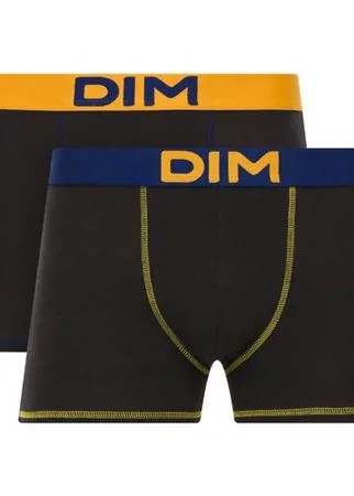 DIM Набор трусов боксеры Mix and Colors с профилированным гульфиком, 2 шт., размер 3, черный/желтый/синий