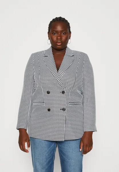 Короткое пальто PCNILLAN CHECK BLAZER Pieces Curve, белый/черный