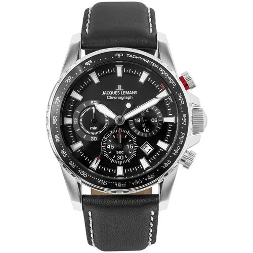 Наручные часы JACQUES LEMANS Sports 1-2099A, черный, серебряный