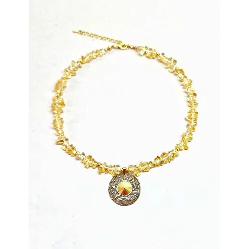 Чокер Sunshine, кристаллы Swarovski, цитрин, длина 50 см, золотой