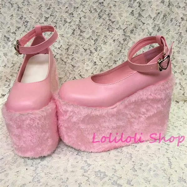 Милые туфли принцессы в стиле Лолиты; Lolilloliyoyo antaina; Японский дизайн; Обувь на плоской платформе с мехом на толстой подошве; 5236s