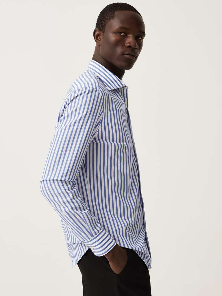 Рубашка Slim-Fit в полоску, цвет white/blue
