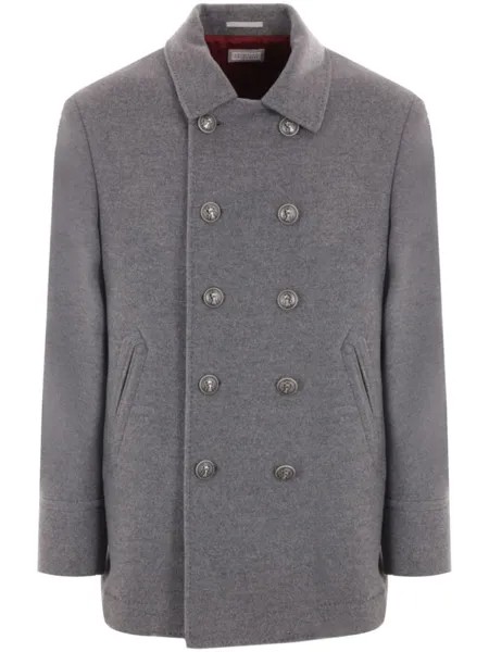 Brunello Cucinelli бушлат из войлочного кашемира, серый