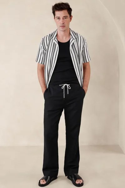 Брюки из льна и хлопка onda Banana Republic, черный