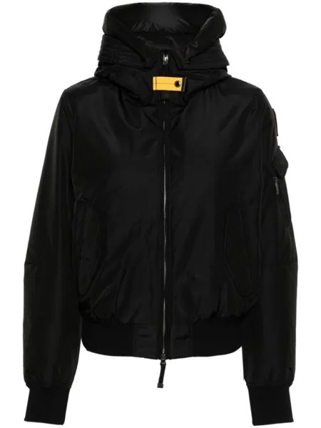 Parajumpers пуховик с капюшоном и нашивкой-логотипом, черный