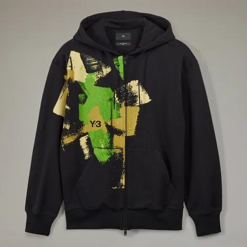 Худи Y-3 Placed graphic full-zip hoodie, размер XL, черный
