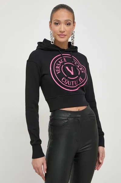 Хлопковая толстовка Versace Jeans Couture, черный