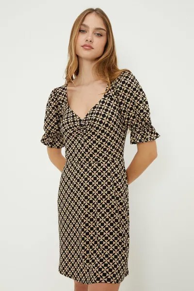 Мини-платье со сборками спереди и геопринтом Dorothy Perkins, мультиколор