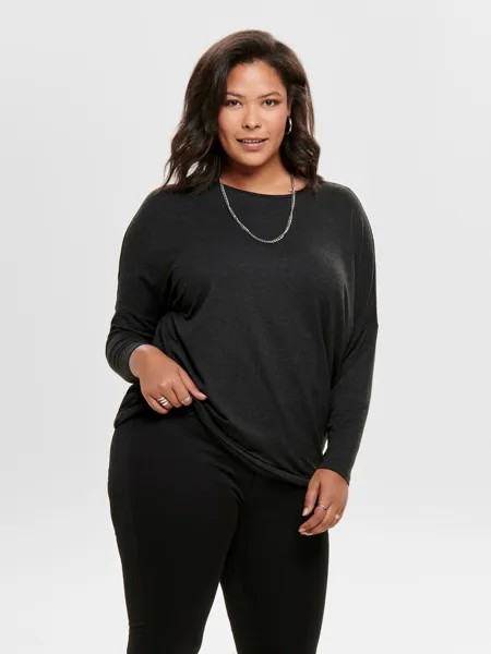 Футболка ONLY Long Curvy Plus Size Longsleeve Übergröße CARCAMA, черный