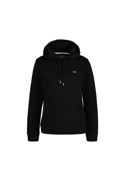 Толстовка женская - REGULAR SHIELD HOODIE, свитер с капюшоном, логотип GANT, черный