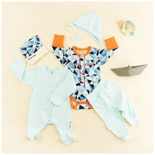 Комплект одежды lucky child, размер 18 (56-62), оранжевый, синий