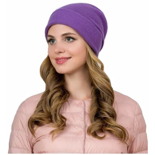 Шапка бини TONAK, демисезон/зима, шерсть, утепленная, размер 56/M, фиолетовый