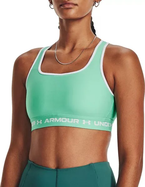 Женский спортивный бюстгальтер средней длины с перекрещенной спинкой Under Armour, зеленый