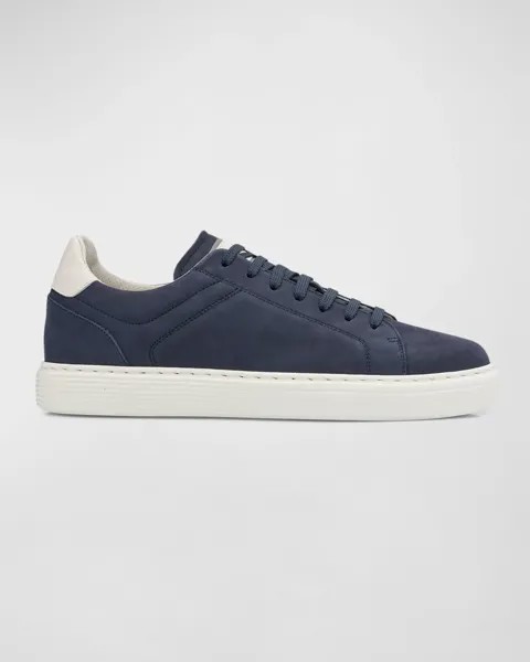 Мужские низкие кеды из нубука из телячьей кожи Brunello Cucinelli, цвет Dark Blue