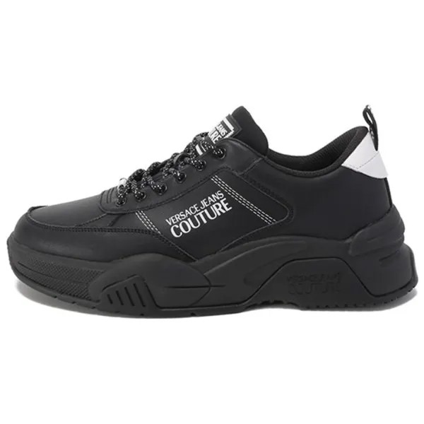 Кроссовки VERSACE JEANS Couture Logo-print Lace-up Sneakers, черный