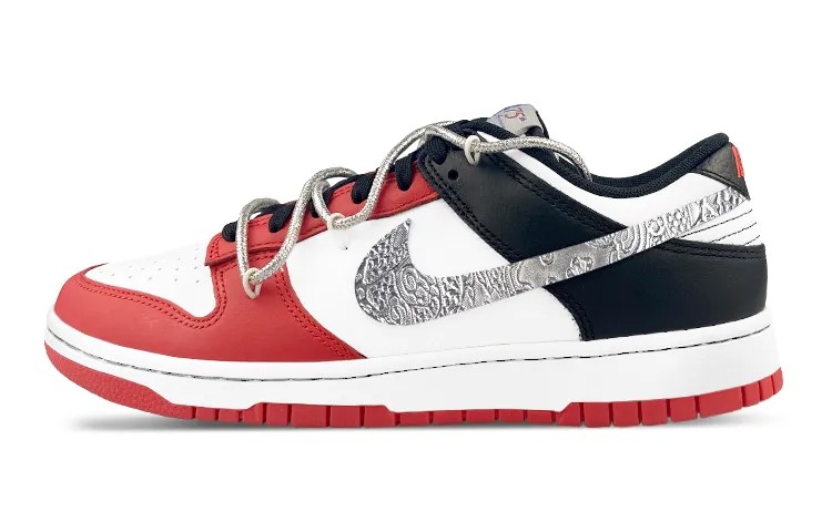 Кроссовки Nike Dunk Skateboarding Shoes Women's Low-top White/Red/Black/Silver, красный