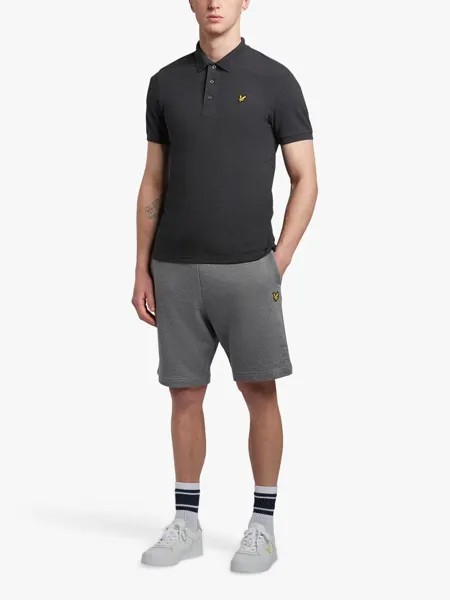 Однотонная рубашка-поло с короткими рукавами Lyle & Scott, темно-серый