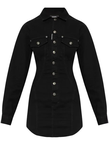 Dsquared2 платье-рубашка с нашивкой-логотипом DSQUARED2, черный