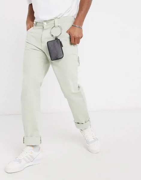 Черный кожаный кошелек на молнии с кольцом для ремня ASOS DESIGN-Черный цвет
